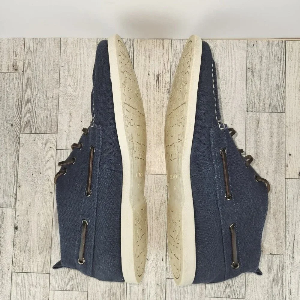 Aldo Casual Boat Shoes Mens Size US 12 EU 45 Blue Mid Top Lace Up Canvas/Leather